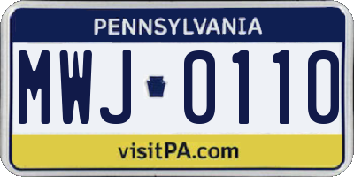 PA license plate MWJ0110