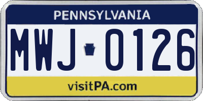 PA license plate MWJ0126
