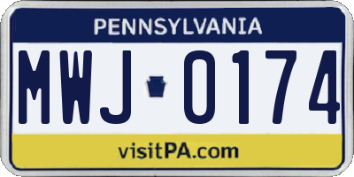 PA license plate MWJ0174