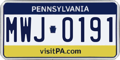 PA license plate MWJ0191