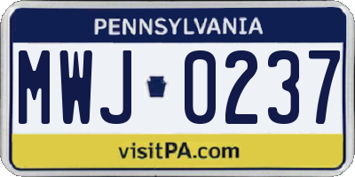 PA license plate MWJ0237
