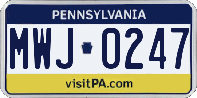 PA license plate MWJ0247