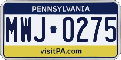 PA license plate MWJ0275