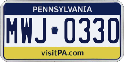 PA license plate MWJ0330