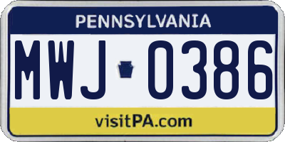 PA license plate MWJ0386