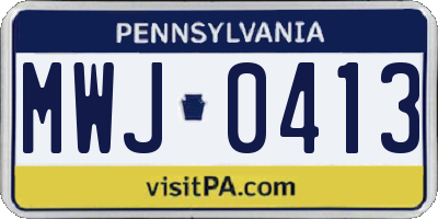 PA license plate MWJ0413