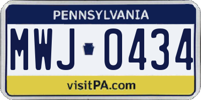 PA license plate MWJ0434