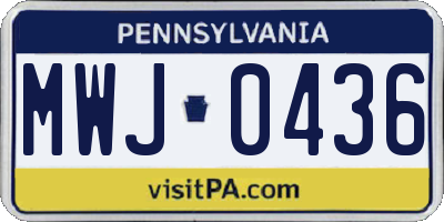 PA license plate MWJ0436