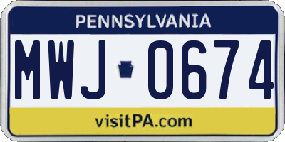 PA license plate MWJ0674