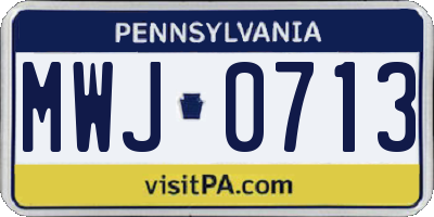 PA license plate MWJ0713