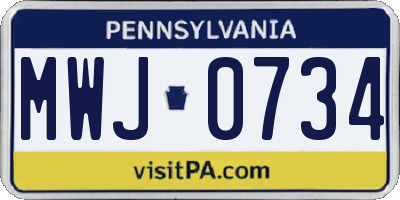 PA license plate MWJ0734