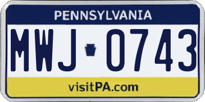 PA license plate MWJ0743