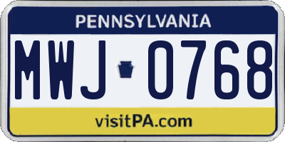 PA license plate MWJ0768