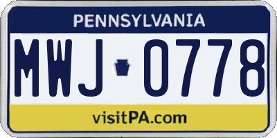 PA license plate MWJ0778