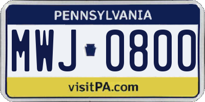 PA license plate MWJ0800