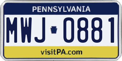 PA license plate MWJ0881