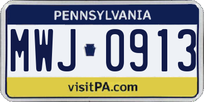 PA license plate MWJ0913