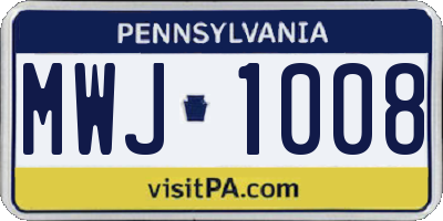 PA license plate MWJ1008