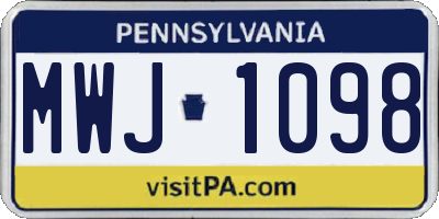 PA license plate MWJ1098