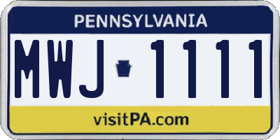 PA license plate MWJ1111