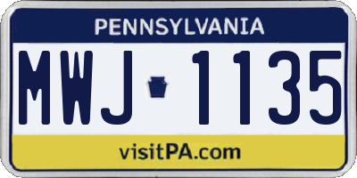 PA license plate MWJ1135