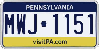 PA license plate MWJ1151