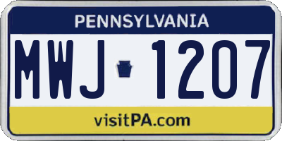 PA license plate MWJ1207