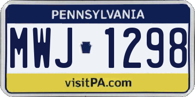 PA license plate MWJ1298