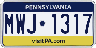 PA license plate MWJ1317