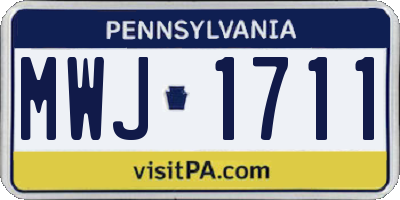 PA license plate MWJ1711