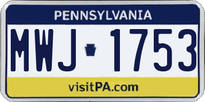 PA license plate MWJ1753