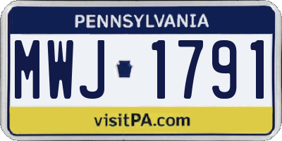 PA license plate MWJ1791