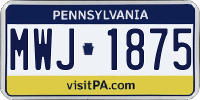PA license plate MWJ1875