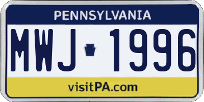 PA license plate MWJ1996