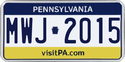PA license plate MWJ2015