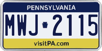PA license plate MWJ2115
