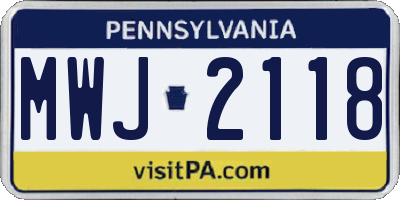 PA license plate MWJ2118