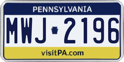 PA license plate MWJ2196