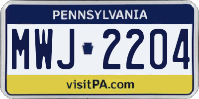 PA license plate MWJ2204