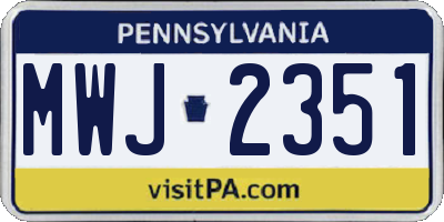 PA license plate MWJ2351