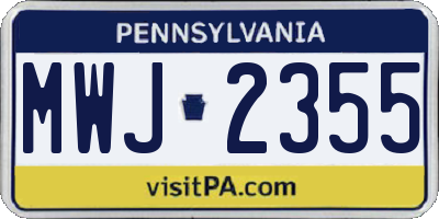 PA license plate MWJ2355