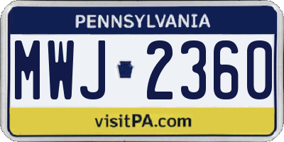 PA license plate MWJ2360