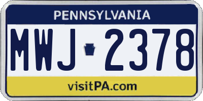 PA license plate MWJ2378