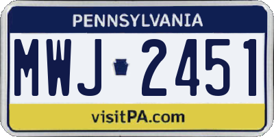 PA license plate MWJ2451