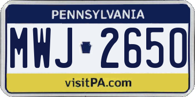 PA license plate MWJ2650