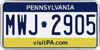 PA license plate MWJ2905