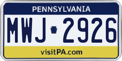 PA license plate MWJ2926