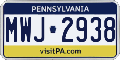 PA license plate MWJ2938