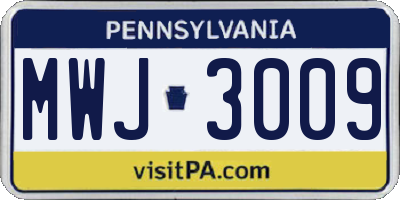PA license plate MWJ3009