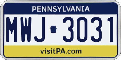 PA license plate MWJ3031